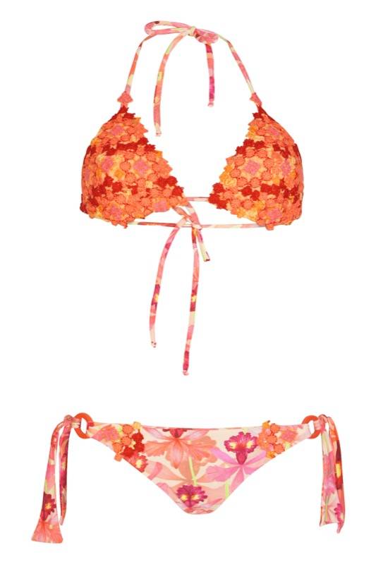 SALE Padded Triangel Bikini mit floralen Häkeldetails