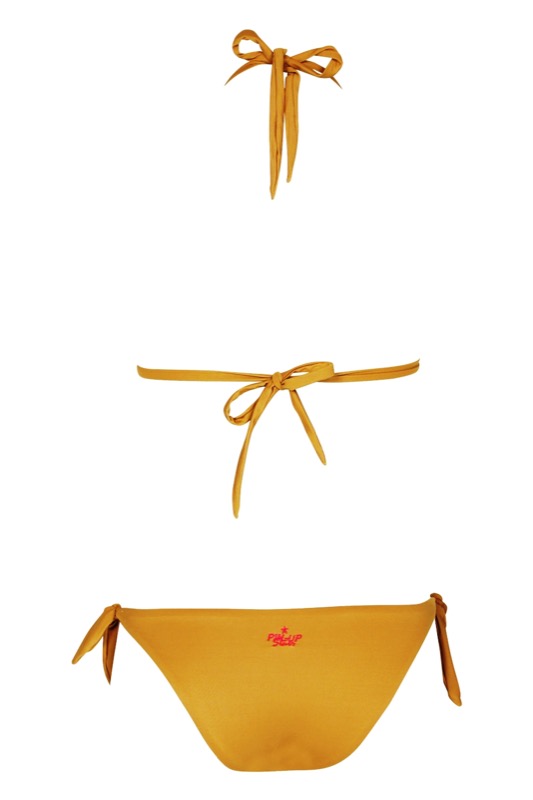 SALE Padded Triangle Bikini In Braun Mit Perlenstickerei