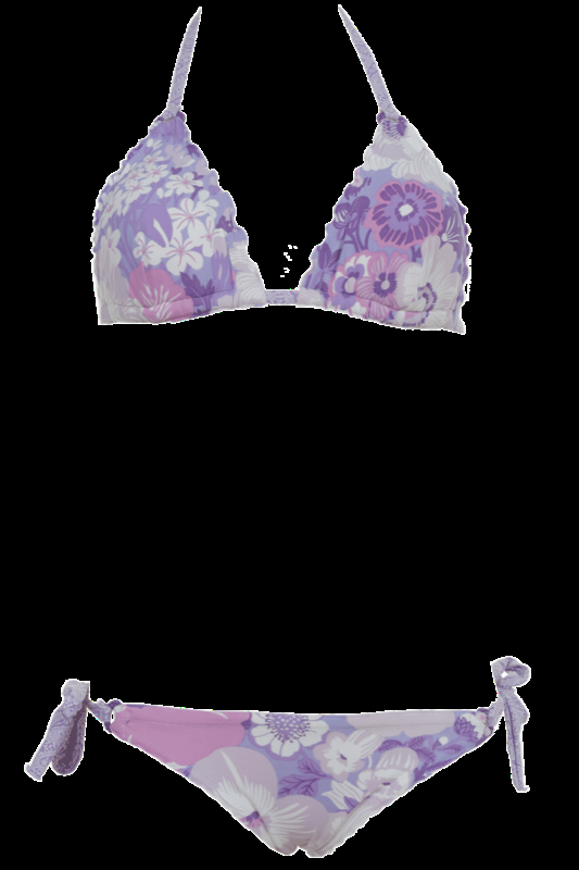 SALE Padded Triangle Bikini mit Blumenmuster weiss violett