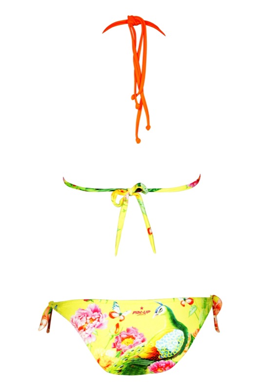 SALE Padded Triangle Bikini Mit Blumenprint In Gelb