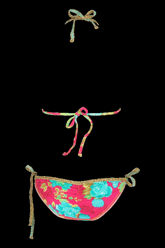 SALE Padded Triangle Bikini Mit Blütenprint Und Stickerei