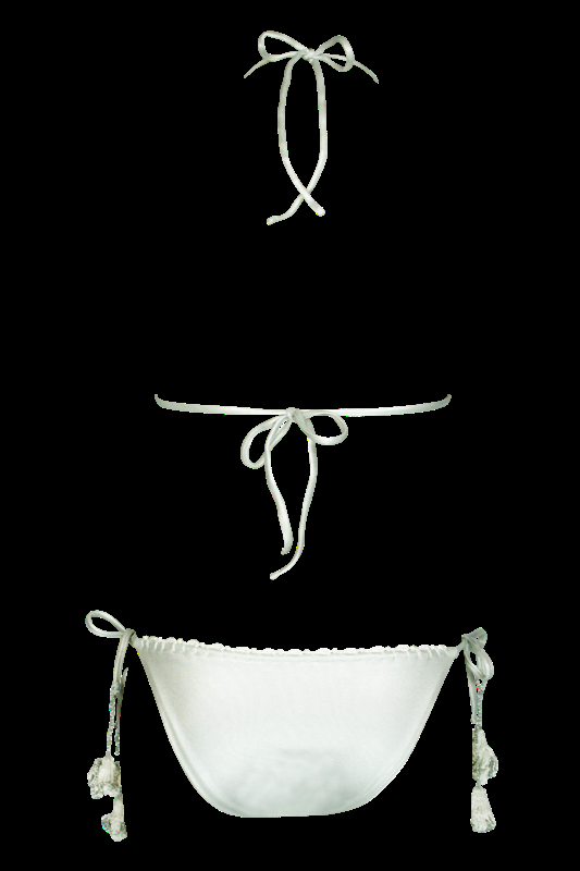 SALE Padded Triangle Bikini Mit Lurex Und Häkeldetails