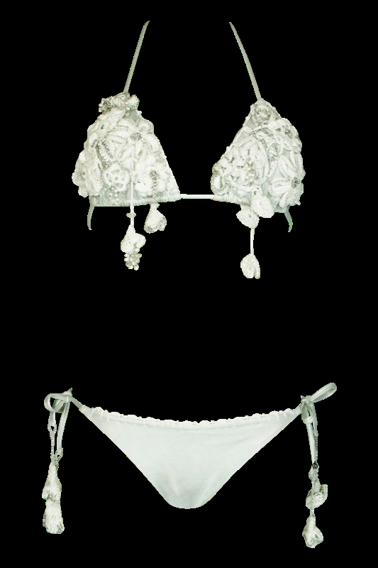 SALE Padded Triangle Bikini mit Lurex und Häkeldetails