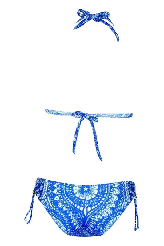 SALE Padded Triangle Bikini Mit Nietendetails In Blau