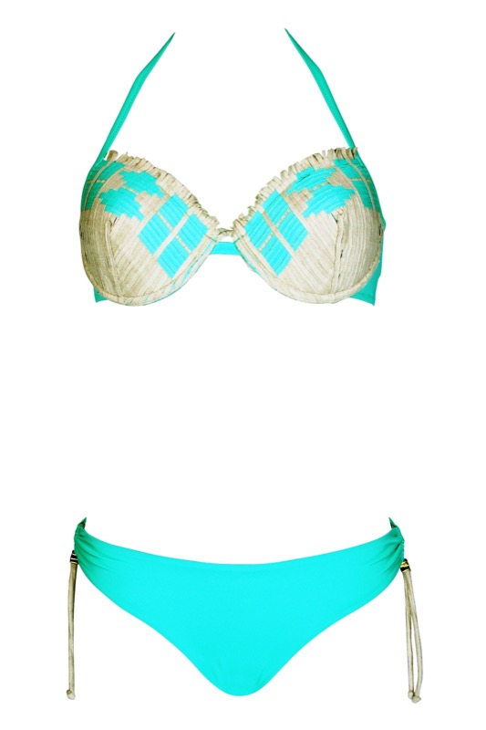 SALE Push Up Bikini mit Bügel in gewebter Lederoptik