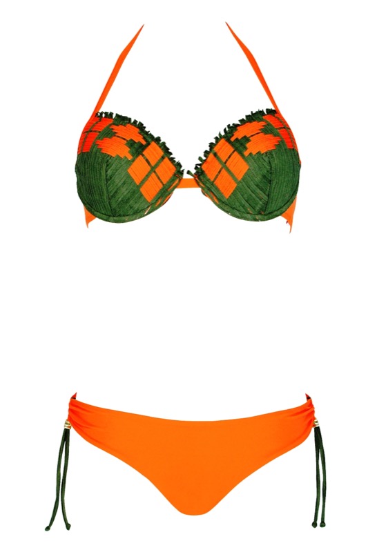 SALE Push Up Bikini mit Bügel in gewebter Lederoptik
