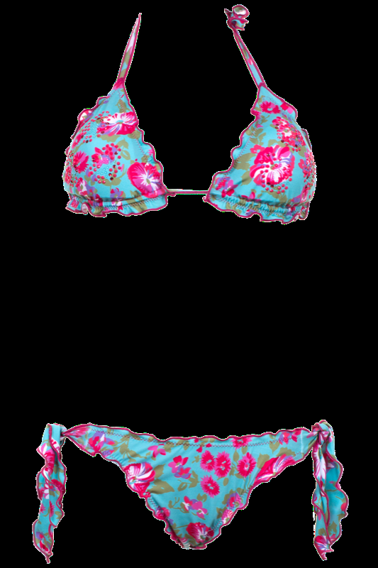 SALE Push-Up Triangle Bikini Blumen Print Strass-Steinen