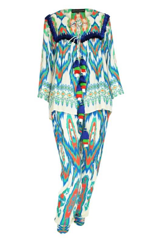 RESORTWEAR Ikat Hose In Grün Mit Quasten