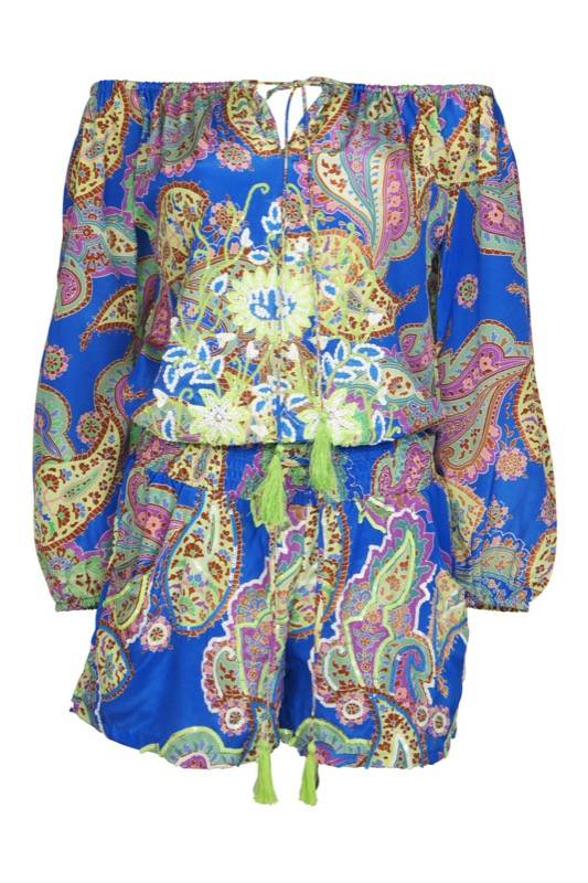 RESORTWEAR Seidenshort Im Mustermix Mit Pailletten