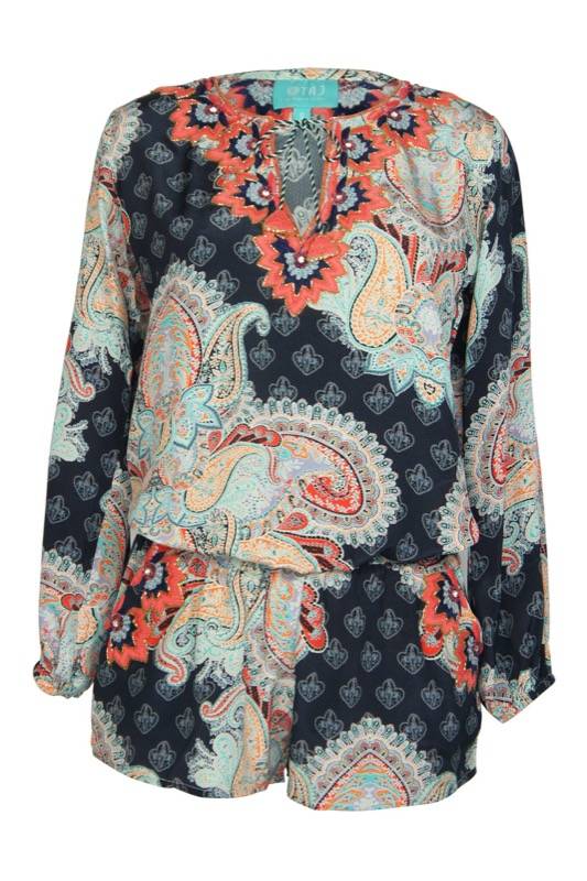 RESORTWEAR Seidenshort Im Mustermix Mit Stickerei