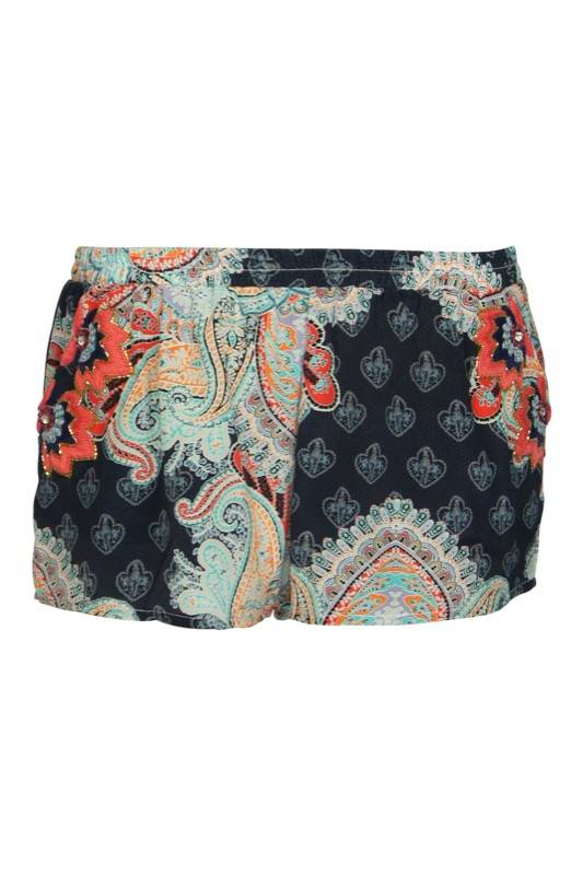 RESORTWEAR Seidenshort im Mustermix mit Stickerei