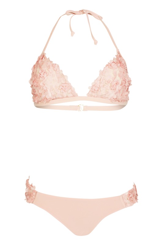 SALE Rose Lavish Padded Triangel Bikini Mit Floralen Rüschen