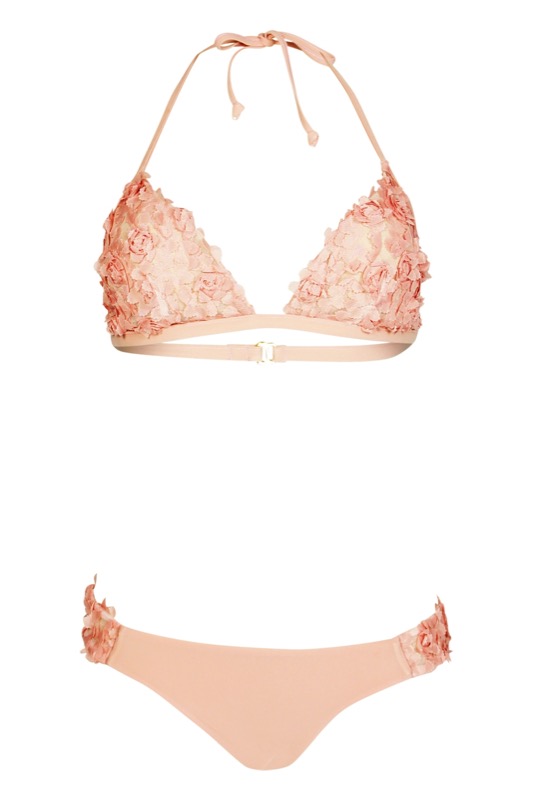 SALE Rose Lavish Padded Triangel Bikini mit floralen Rüschen