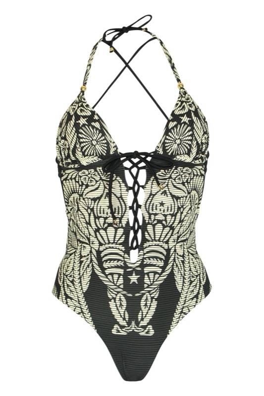 SALE Aloha Padded Badeanzug in schwarz