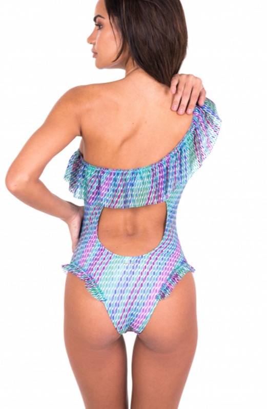 SALE Asymmetrischer Padded Badeanzug In Grün