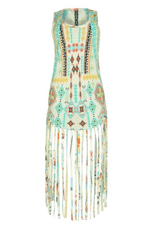 SALE Aztec Kleid mit Fransen