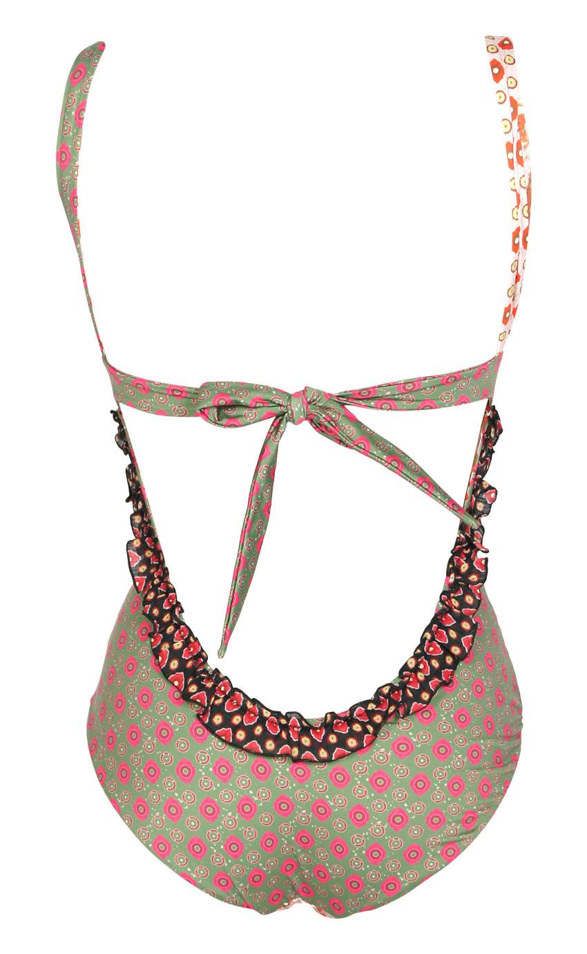 SALE Badeanzug Im Mustermix Grün