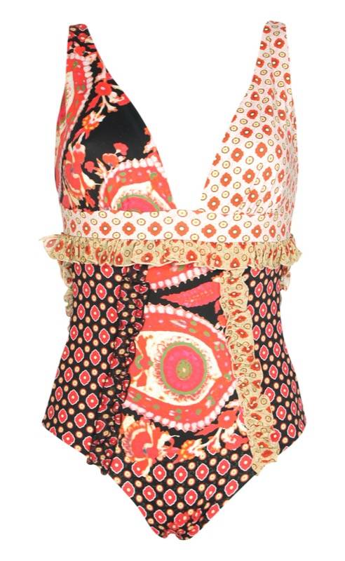 SALE Badeanzug im Mustermix schwarz