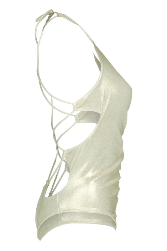 SALE Badeanzug Metallic In Gold