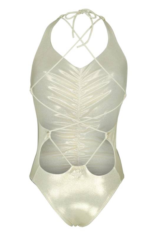 SALE Badeanzug Metallic In Gold