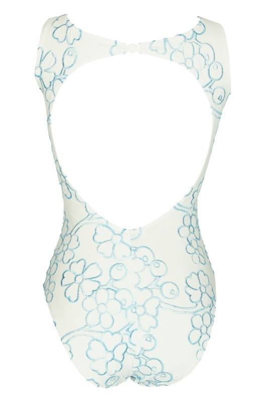 SALE Badeanzug Mit Blütenstickerei In Weiß