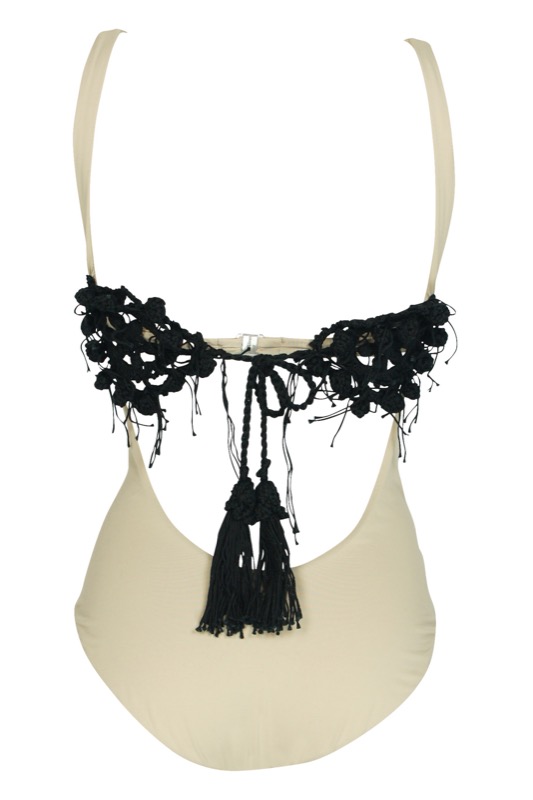 SALE Badeanzug Mit Häckeldetails In Beige