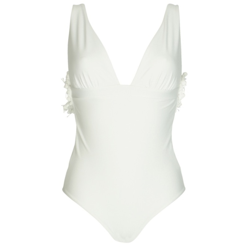 SALE Badeanzug mit Häckeldetails in weiß