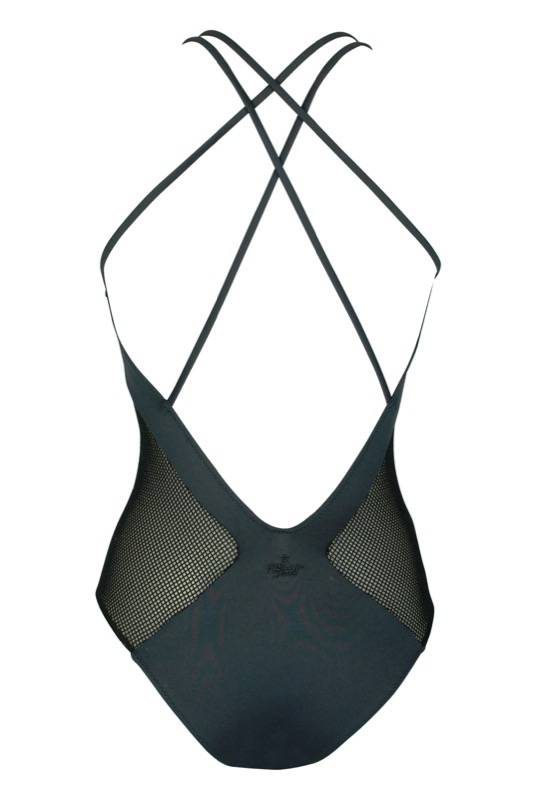 SALE Badeanzug Mit Netzoptik In Schwarz