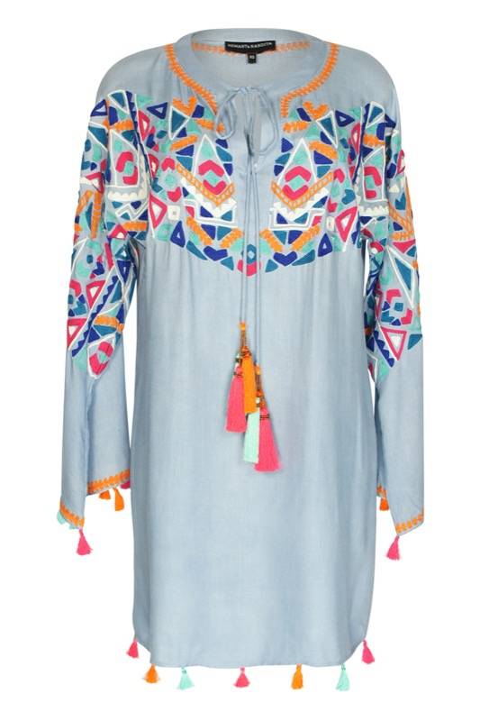 SALE Bestickte Boho Tunika mit Quasten