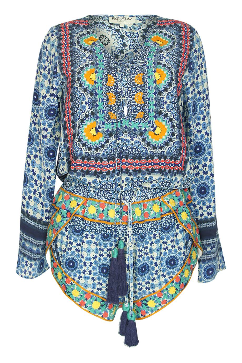 SALE Bestickte Mosaik Short Mit Quasten