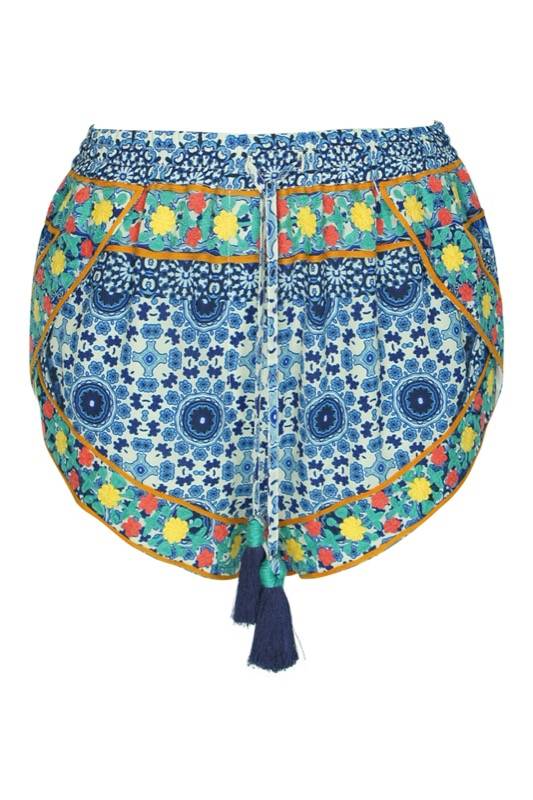 SALE Bestickte Mosaik Short Mit Quasten