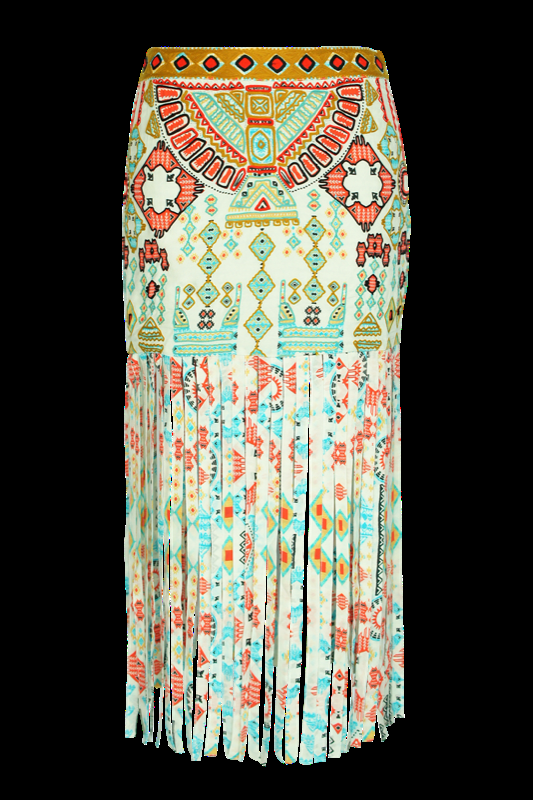 SALE Bestickter Aztec Rock Mit Fransen