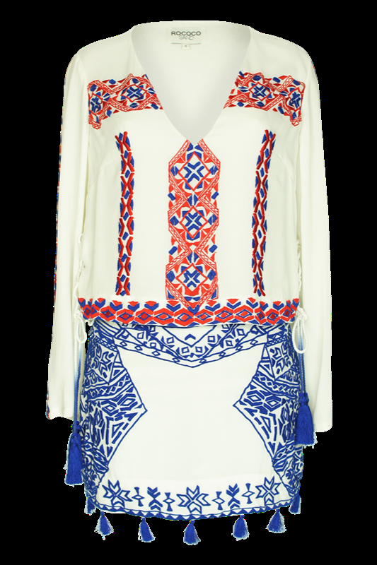 SALE Bestickter Indigo Rock Mit Quasten