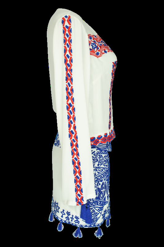 SALE Bestickter Indigo Rock Mit Quasten