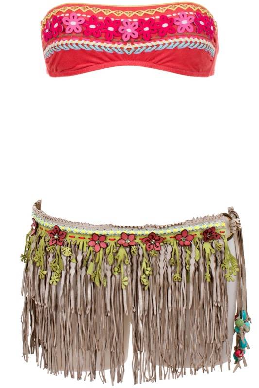 SALE Bestickter Padded Bandeau Bikini