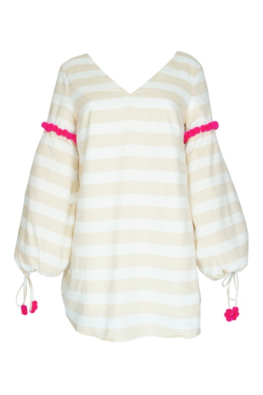 SALE Billie Kleid Mit Streifen In Beige