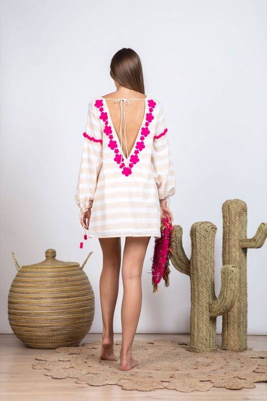 SALE Billie Kleid Mit Streifen In Beige