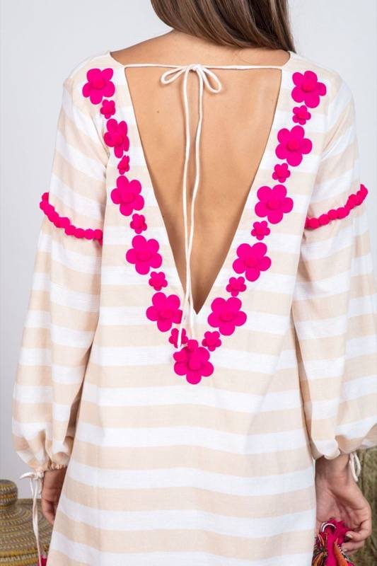 SALE Billie Kleid Mit Streifen In Beige