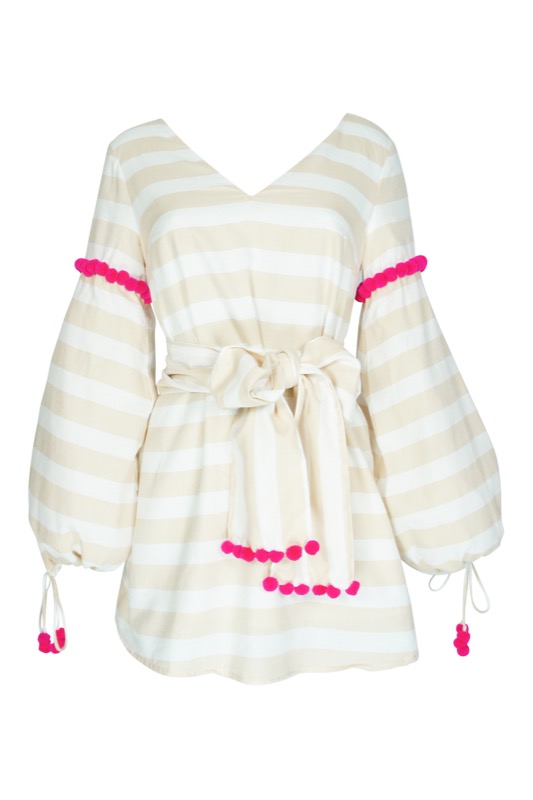 SALE Billie Kleid Mit Streifen In Beige