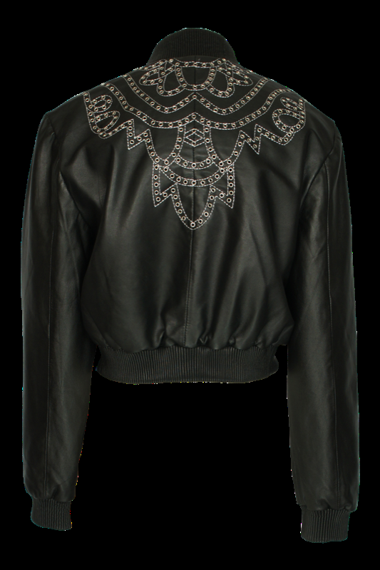SALE Bomber Lederjacke Mit Nietenbesatz