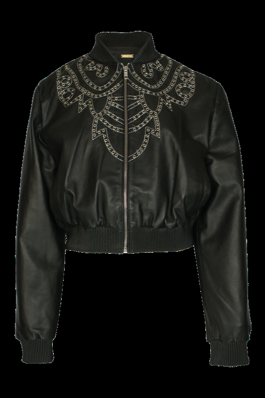 SALE Bomber Lederjacke mit Nietenbesatz