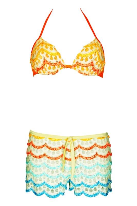 SALE Bügel-Bikini Gehäkelt Mit Fransen In Orange