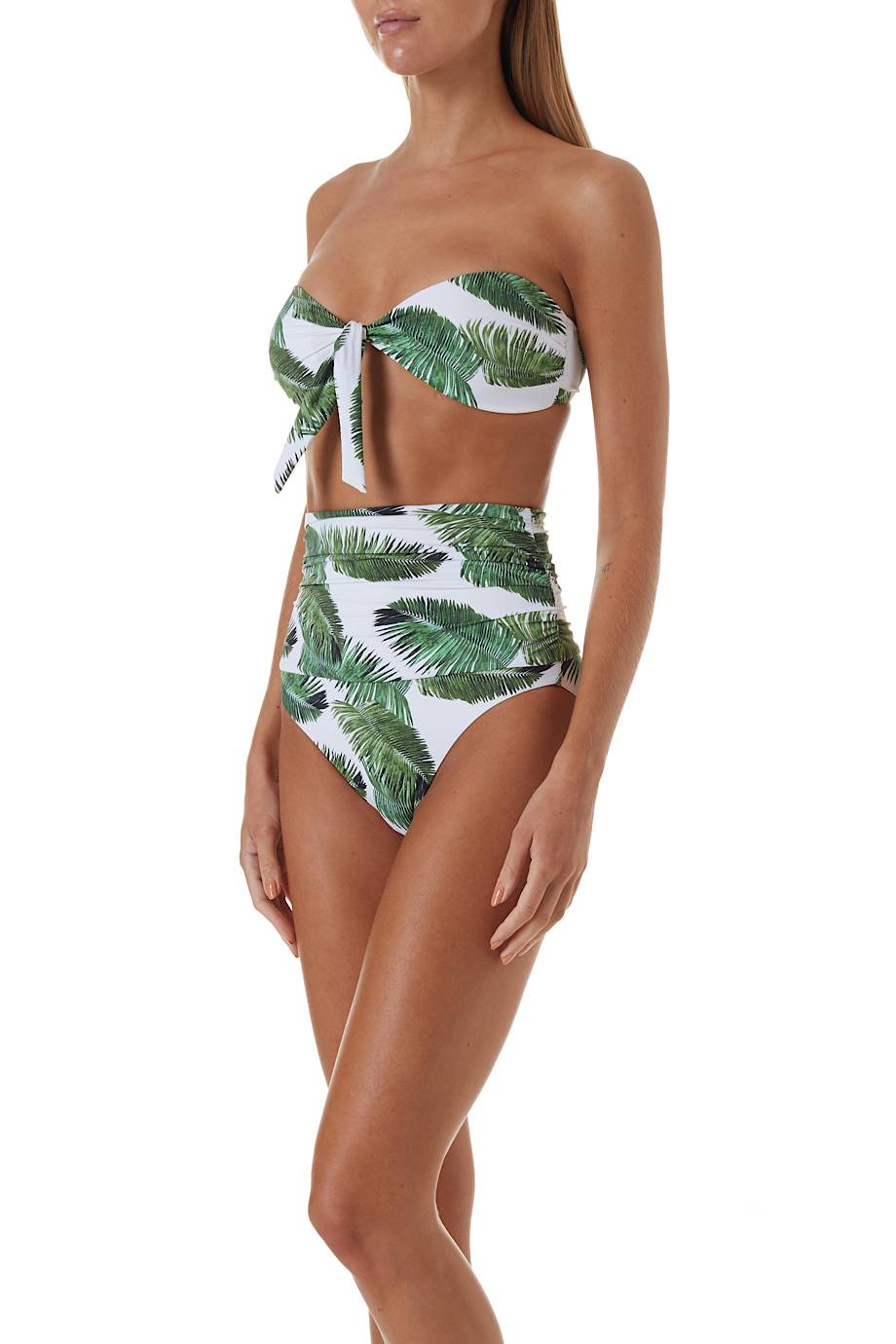 SALE Caribe Padded Bandeau Bikini Palm White