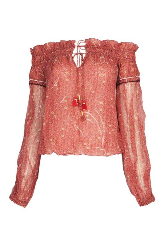 SALE Clara Bluse in Red Geo Flower