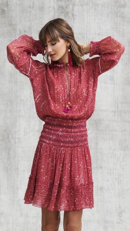 SALE Clara Minikleid In Red Geo Flower