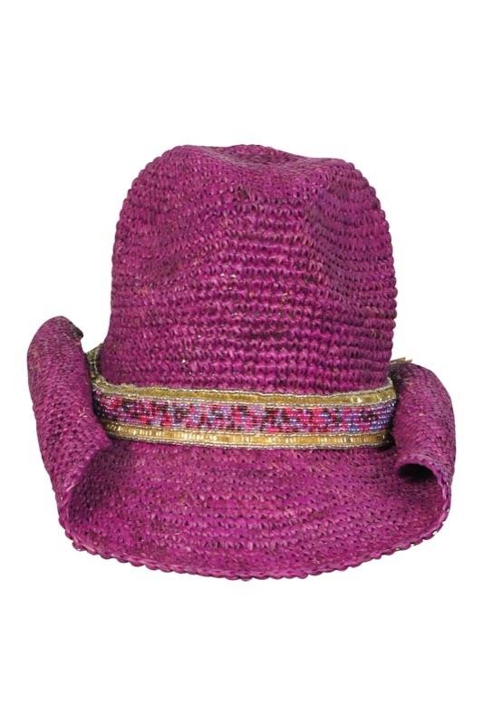 SALE Cowboyhut In Magenta Mit Perlenbesatz