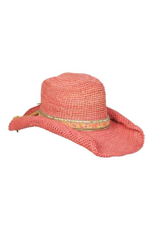 SALE Cowboyhut In Rose Mit Perlenbesatz
