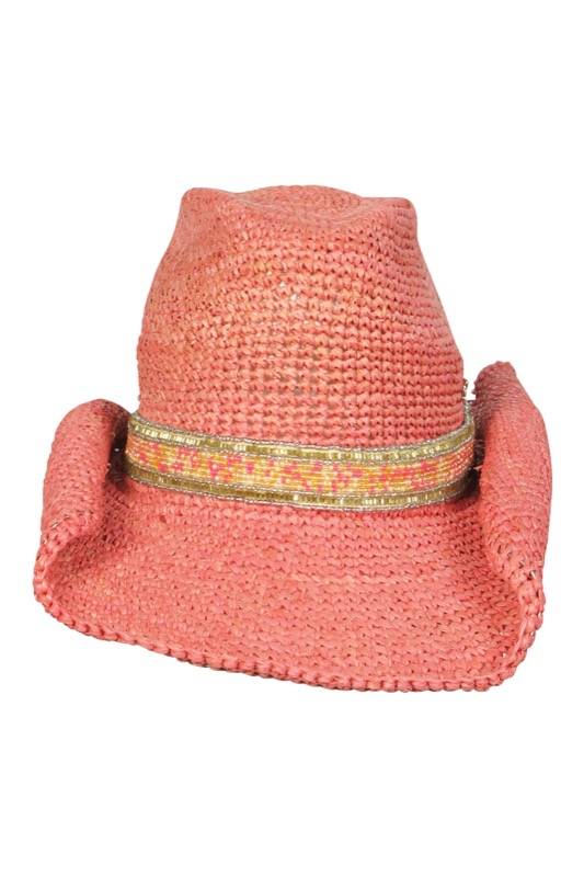 SALE Cowboyhut in Rose mit Perlenbesatz