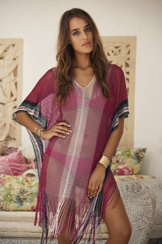 SALE Dahlia Madagacar Poncho Mit Fransen