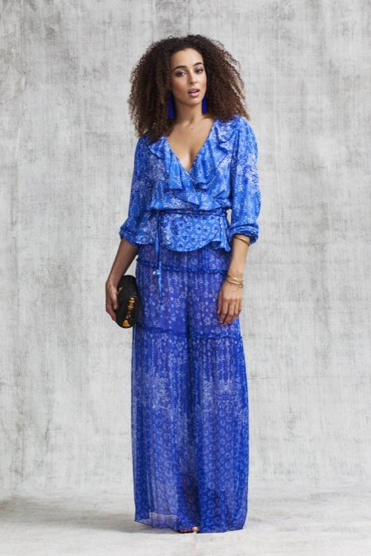 SALE Elise Wickel-Bluse In Blue Butterfly